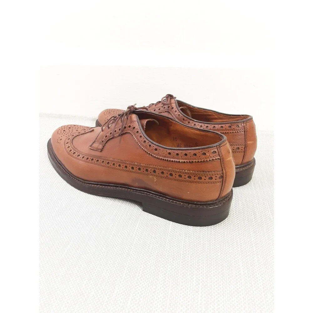 Nettleton Vintage Dress Shoes Size 10 C Brown Leather Oxford Wingtip Brogue Men